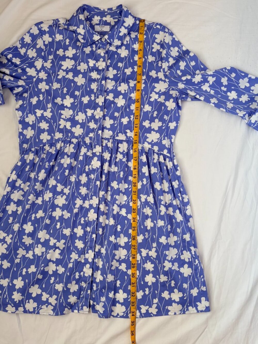 UNTUCKit Demi Blue Floral Button Down Shirt Dress M - Picture 10 of 11